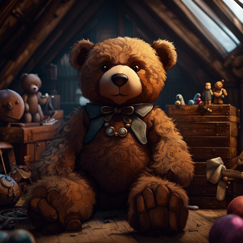 Giant Teddy Bear in Detailed Matte Painting