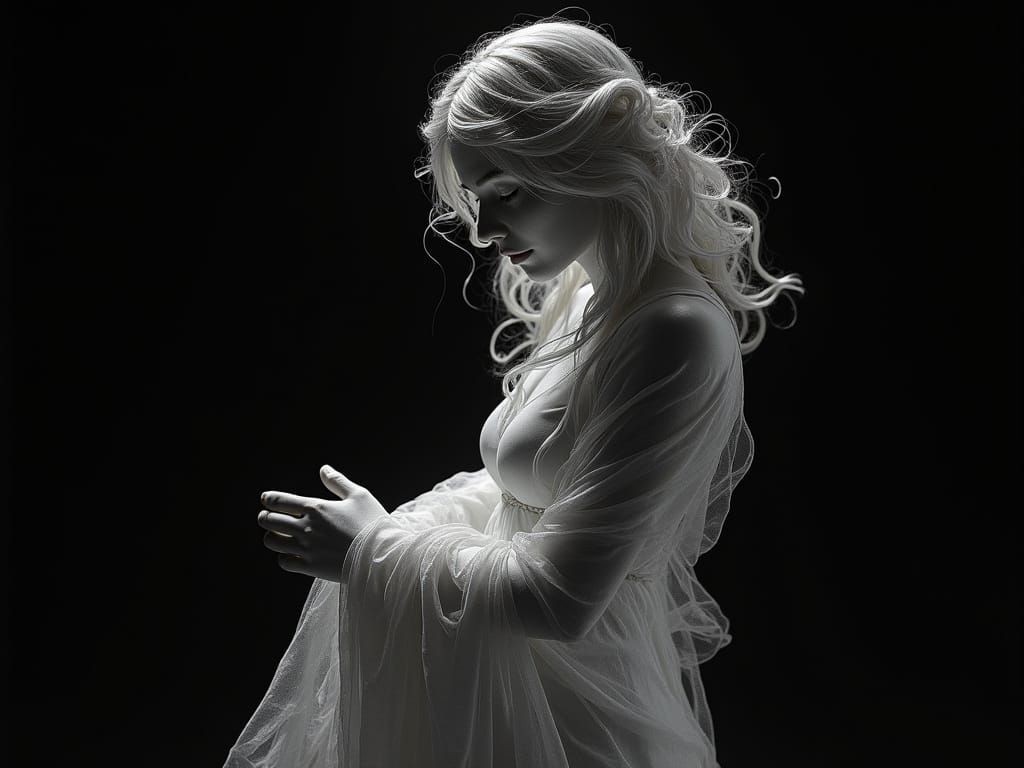 Ultrafine Glassigami Birefringent Relief Sculpture Clutching Cloth Woven From Existential Wonder