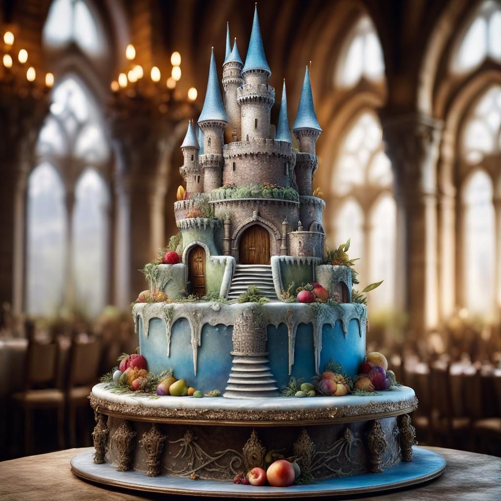 Fantasy Castle Wedding Cake in Hyperdetailed Photorealistic ...