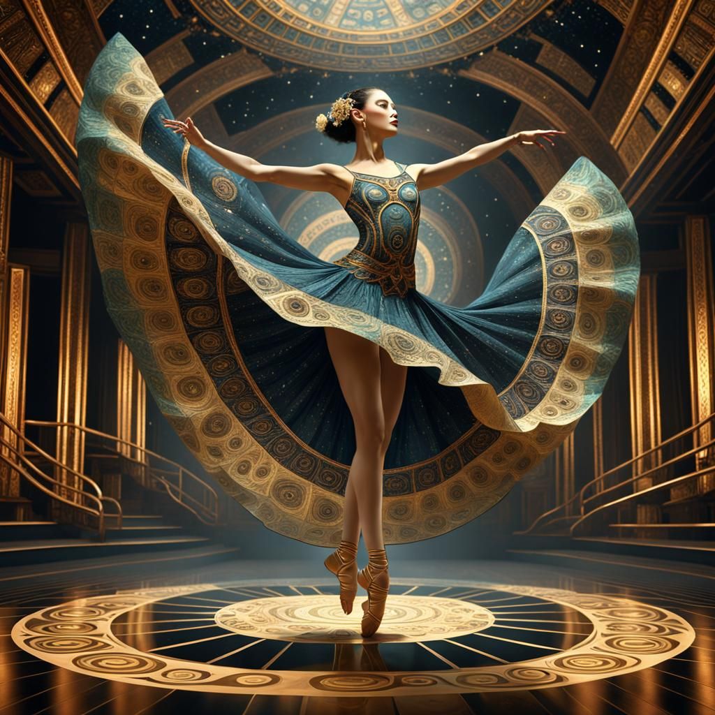 Dancer in Klimt Art Deco Nouveau Fractal Style