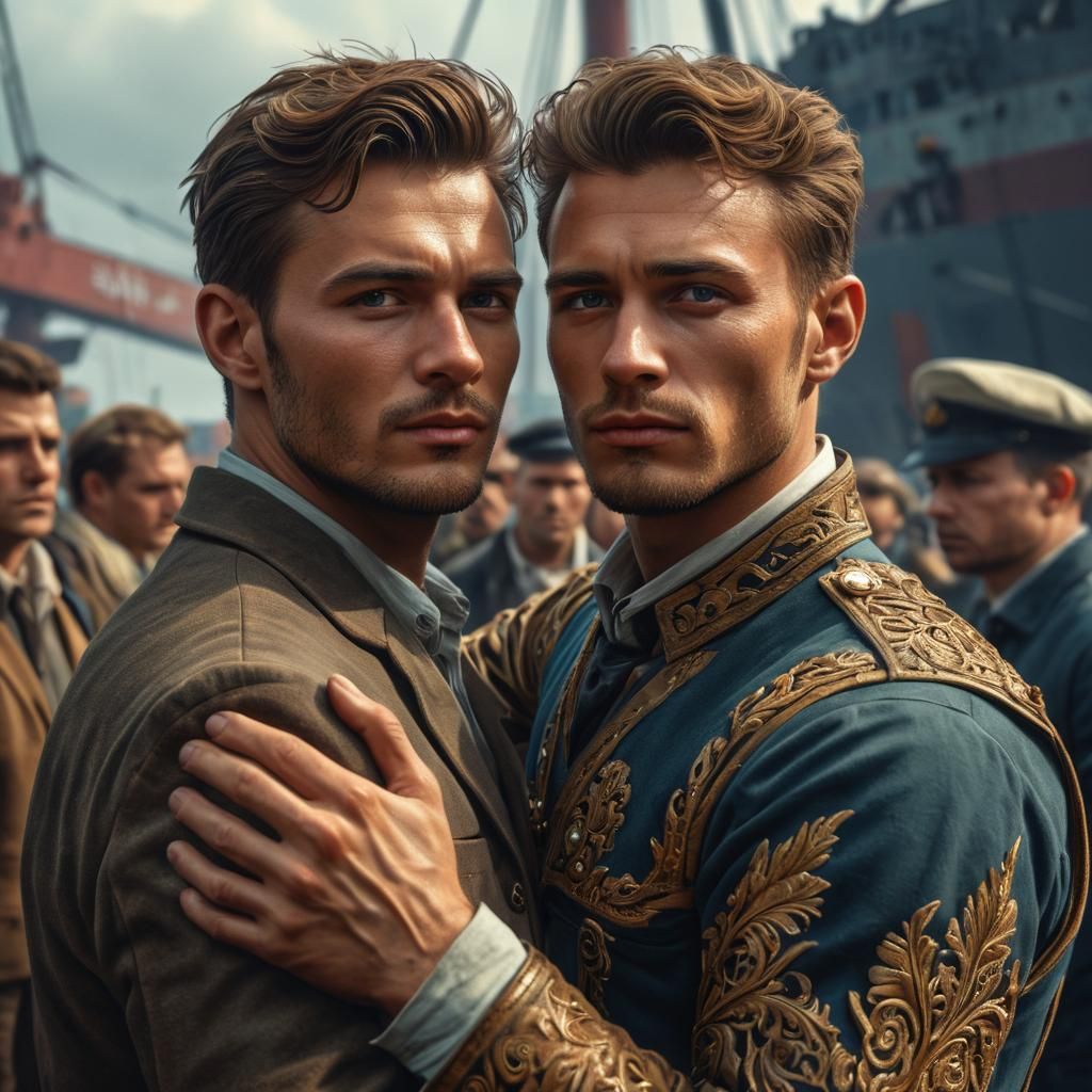 Handsome male couple