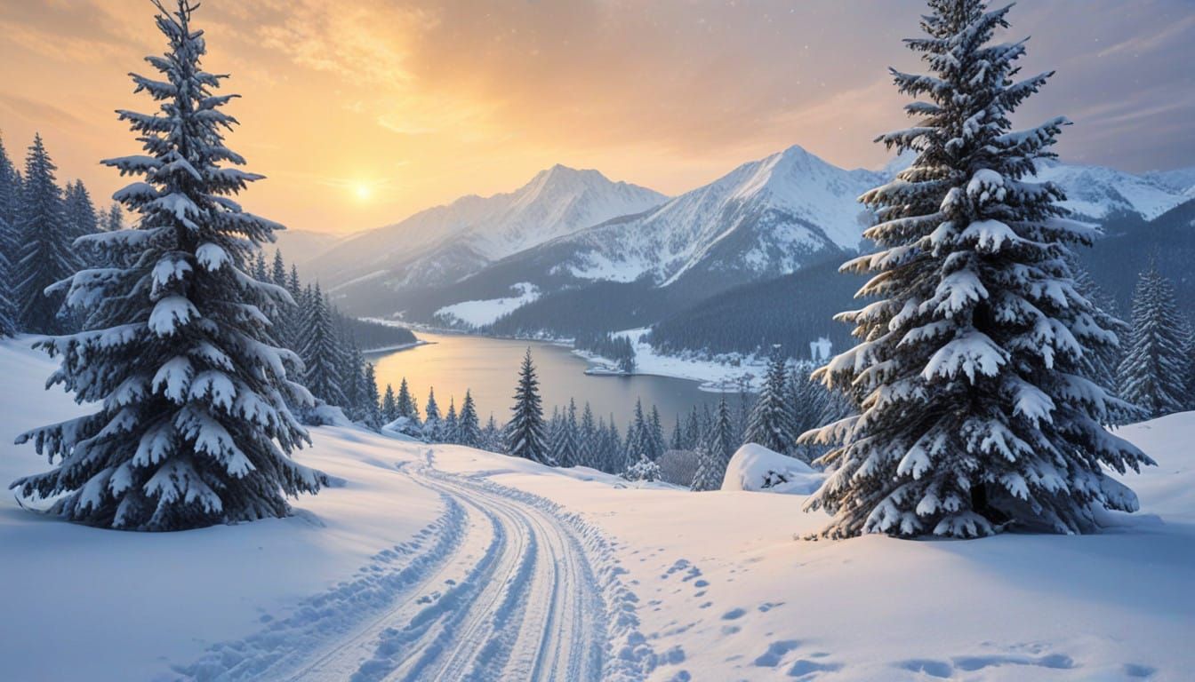 Golden Winter Wonderland New Year's Card