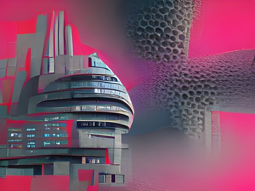 Sci-Fi Cityscape in Brutalist Style