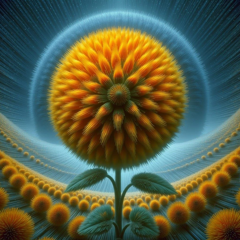 Towering Sunflower Under Giant Moon