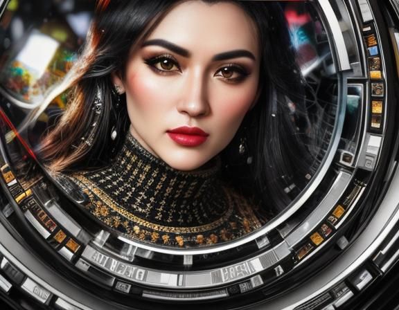 Hyperrealistic Chessboard Portrait in Pop Art Style