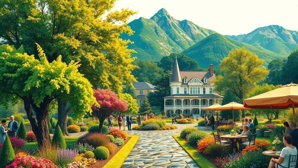 Vibrant Spring Garden Party in Whimsical Impressionist Style