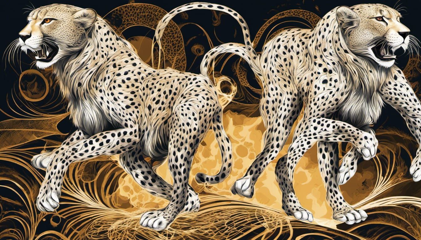 Cheetah with Lion Mane in Abstract Fractal Art