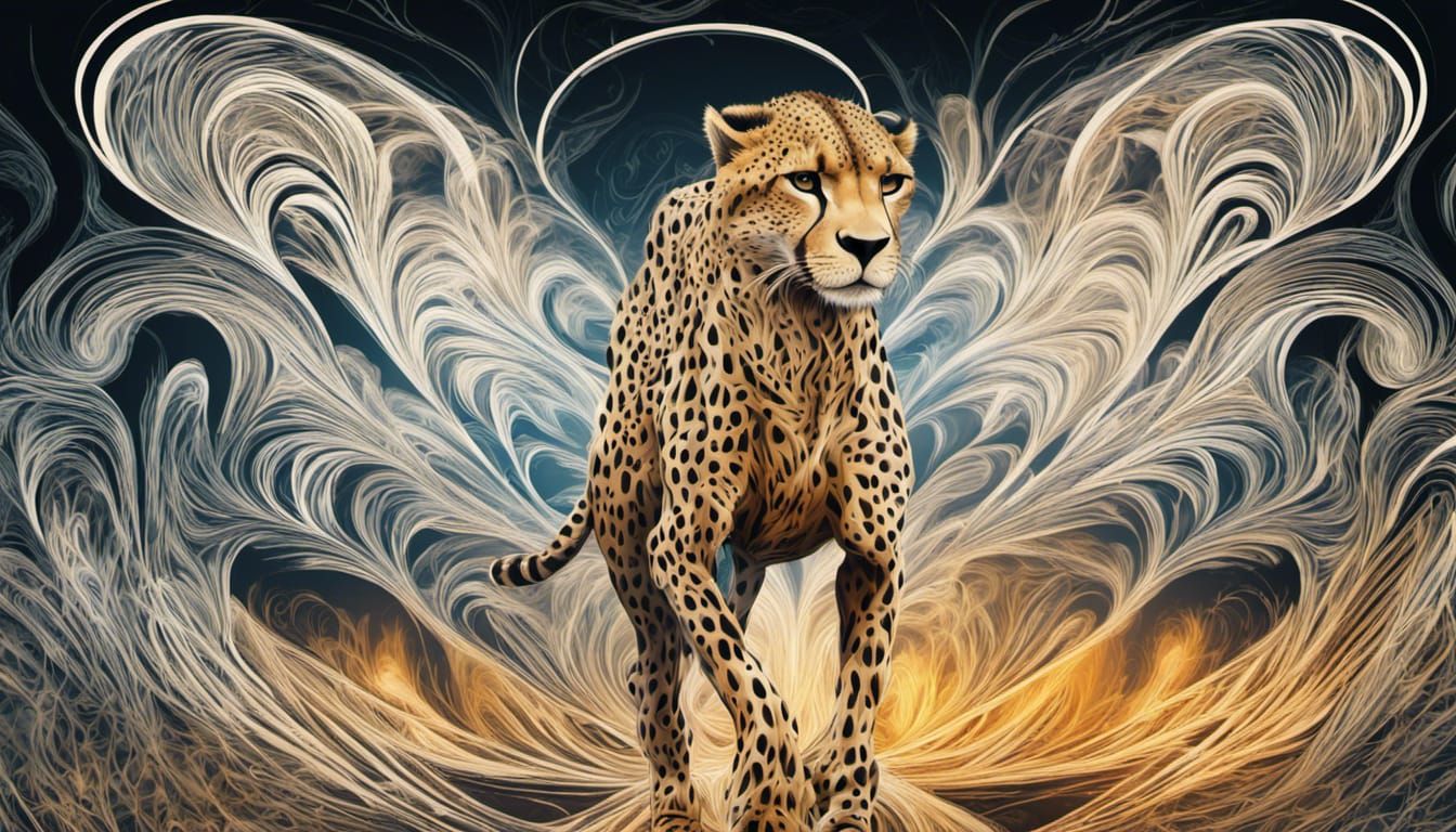 Vibrant Cheetah in Quantum Fractal Landscape