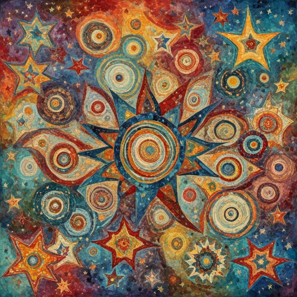 Multicoloured Stars and Spirals in Abstract Expressionism