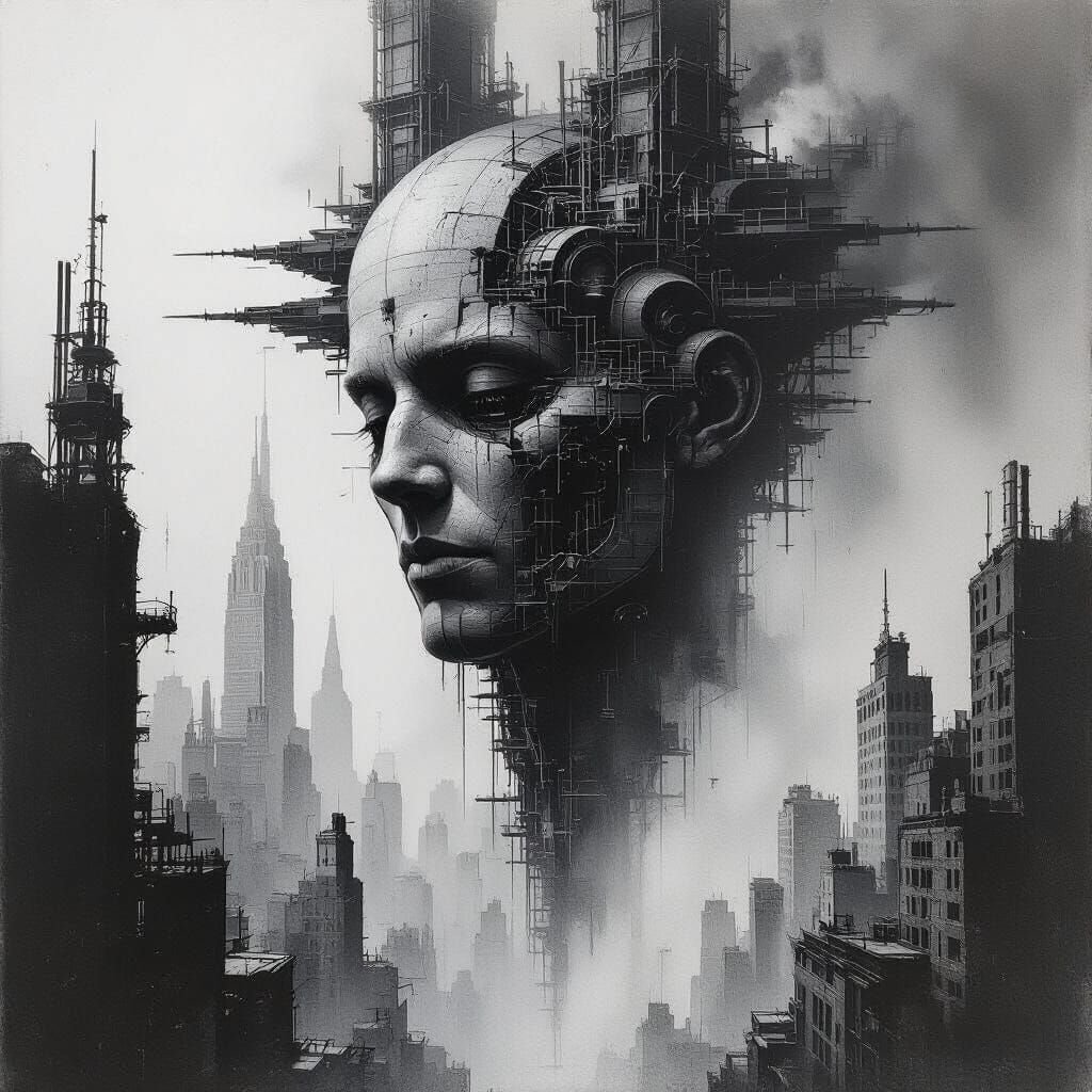 Industrial Anatomy: Metropolis in Charcoal Drawing