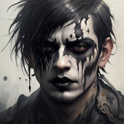 Gothic Portrait of a Man with Black Makeup