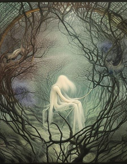 Wraiths Play Cello in Foggy Mycelium Network