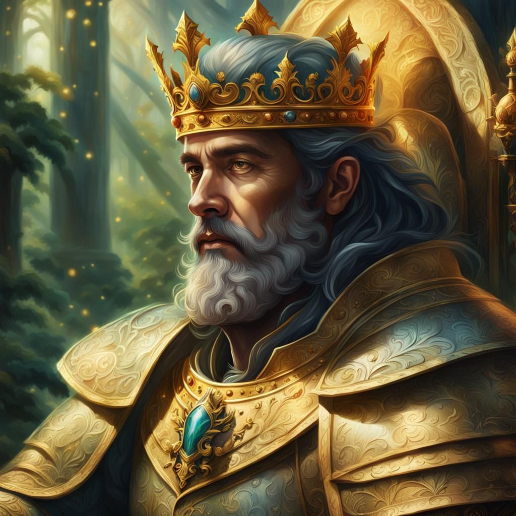 Regal King on Throne in Fantasy Realism