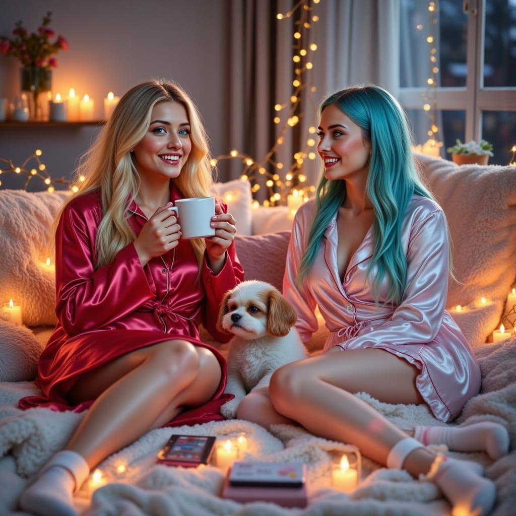 Sisters Enjoying a Magical Girls Night In