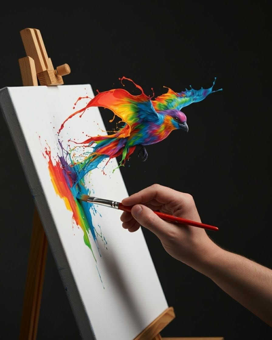 Surreal Rainbow Brushstrokes in Motion