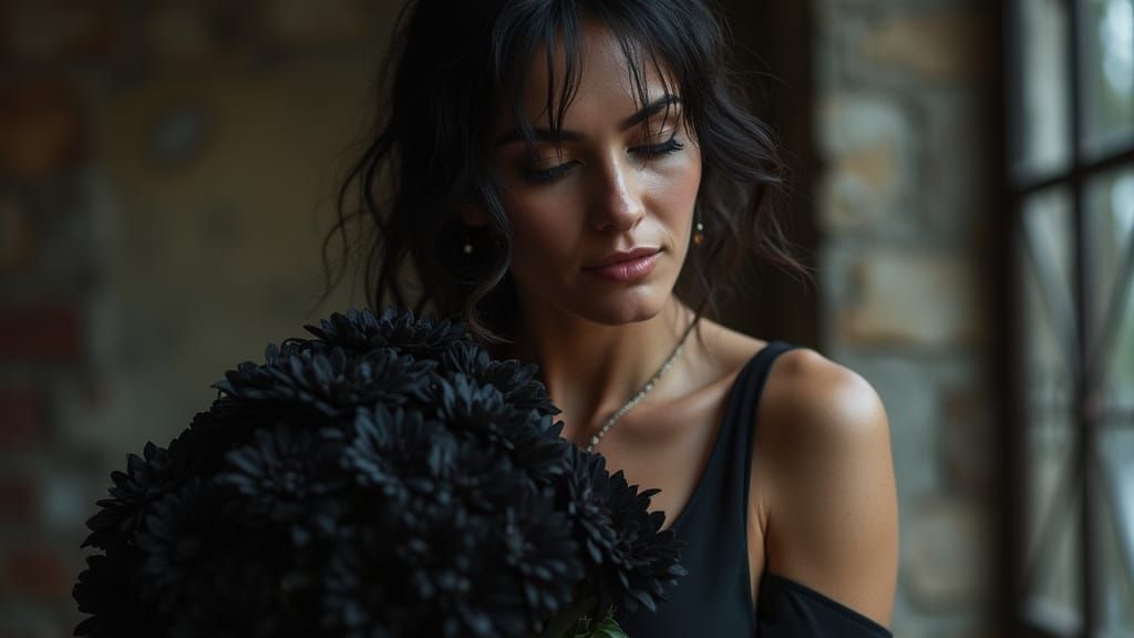 Mourning Beauty in Black Lace