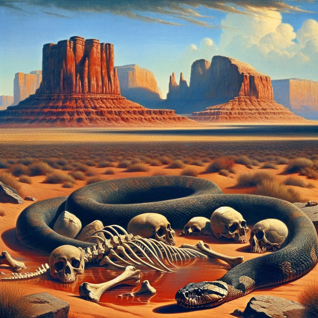 Desert Snake Guarding Water