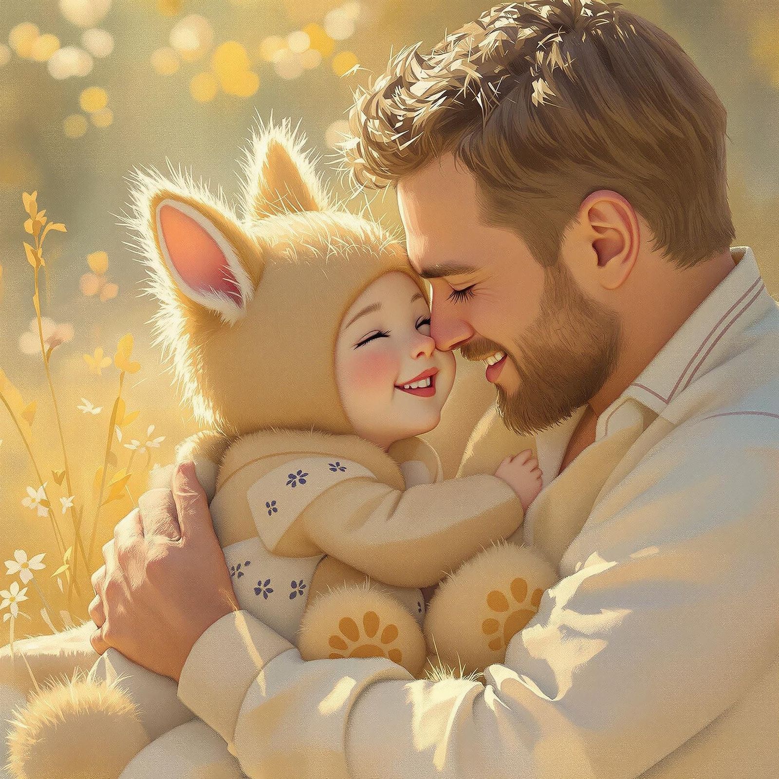 Tender Moment of Loving Joy in Warm Golden Light