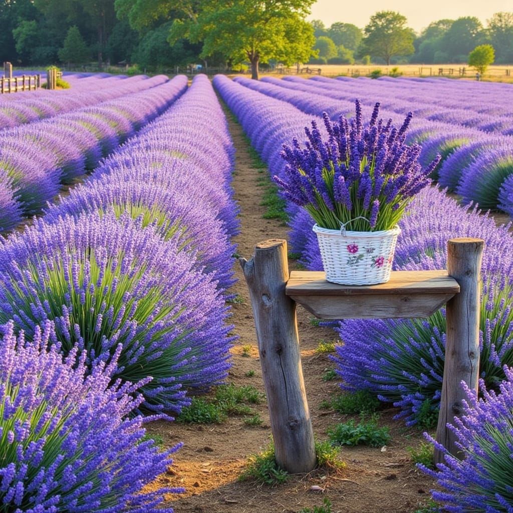 Surreal Lavender Oasis in Neo-Impressionist Style
