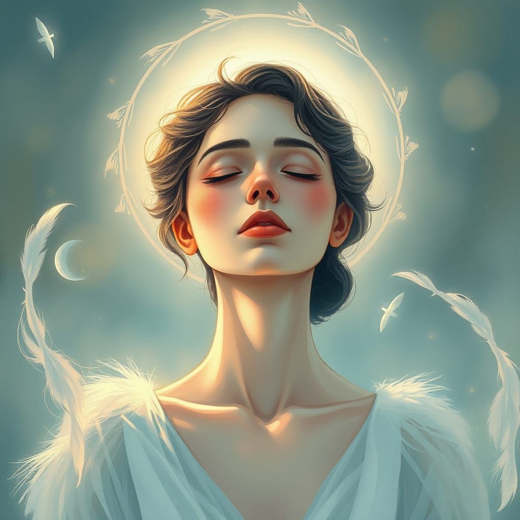 Surreal Goddess in Dreamy, Ethereal Landscape