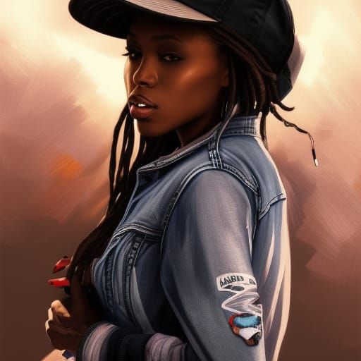 Attractive Girl Portrait in Urban Setting, Art Nouveau Style