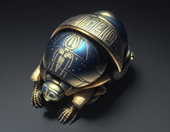 Bio-Mechanical Scarab in Giger Style With Hieroglyphs