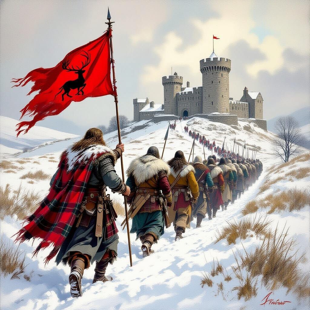 William Wallace Leads Warriors to Castle Crawford