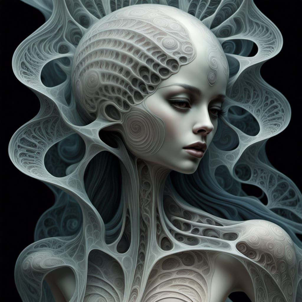 Ethereal Mushroom Formed from Delicate Bridal Veil Fabric