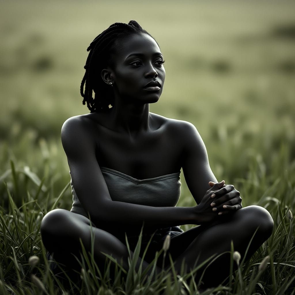 Serene African Woman in Contemplative Silence