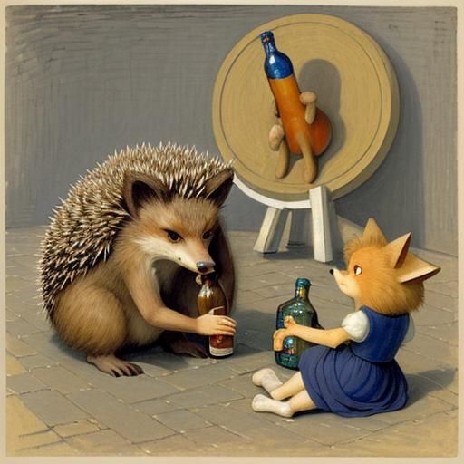 Hedgehog Attack in Expressionist and Abstract Style