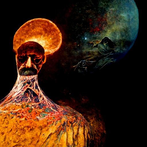 Cosmic Astral Illustration in Mixed Media Style