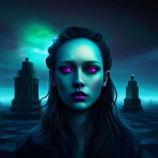 Graveyard Hauntings in Vaporwave Glitchcore Style