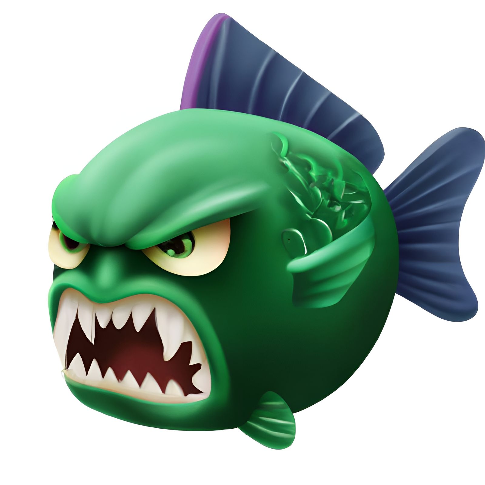 3D Rendered Angry Fish Emoji