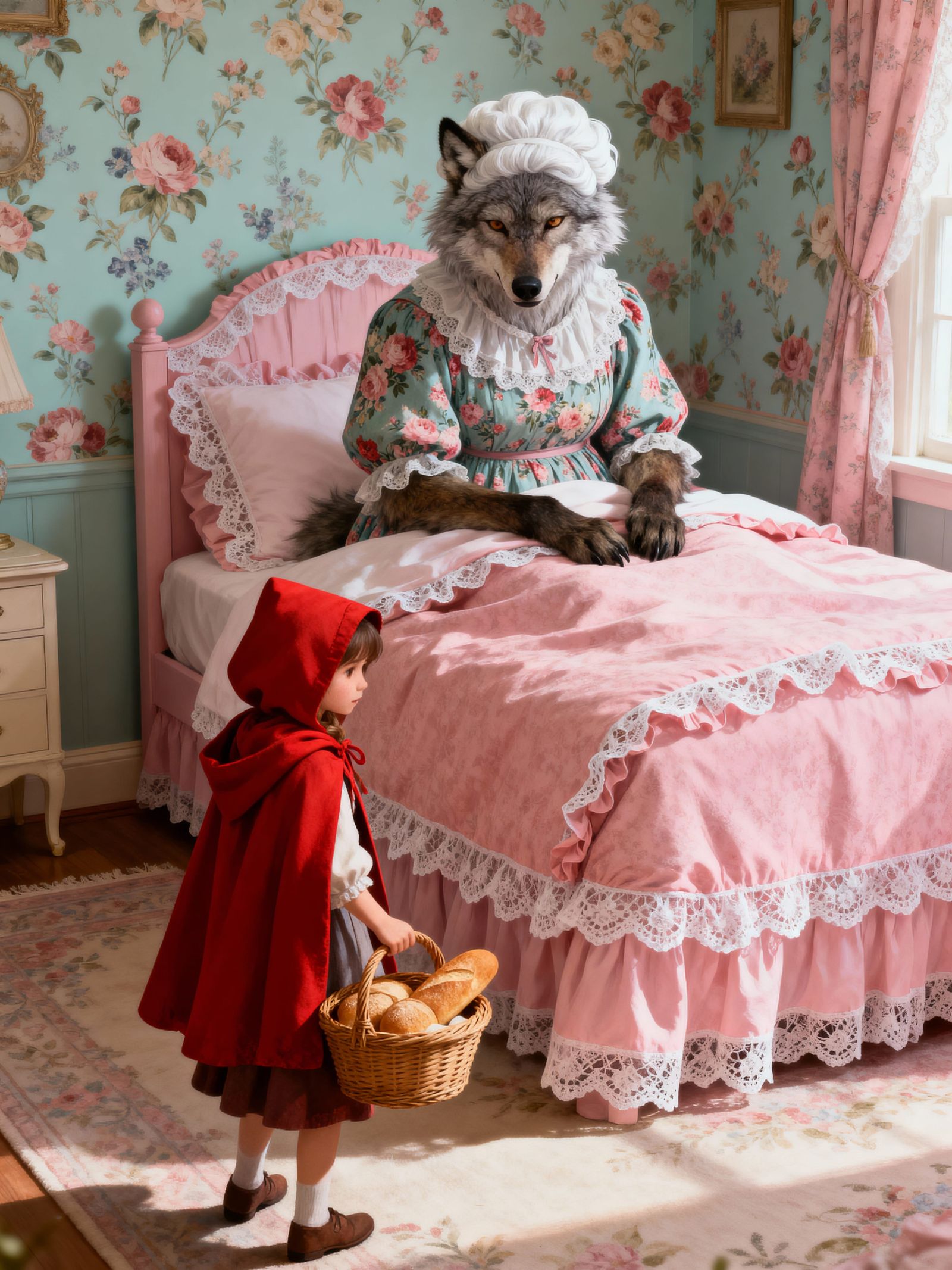 Wolf in Grandma's Clothes Meets Little Red Riding Hood