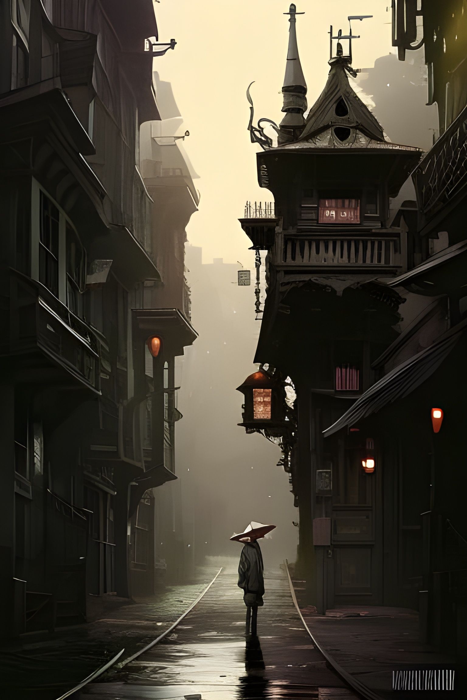 White Rabbit in Mysterious Town: Digital Pop Art