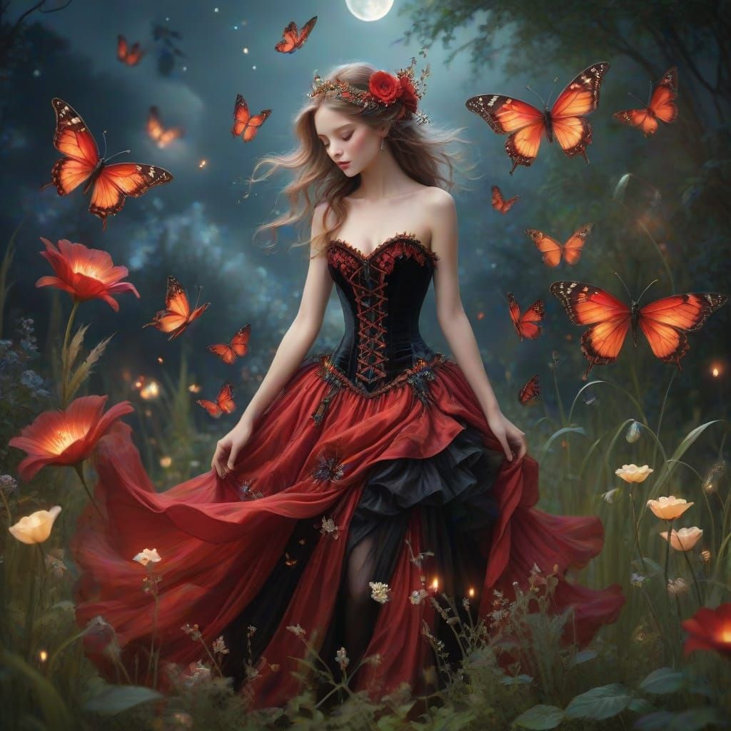 Dramatic Fairy Dancing in Moonlit Garden