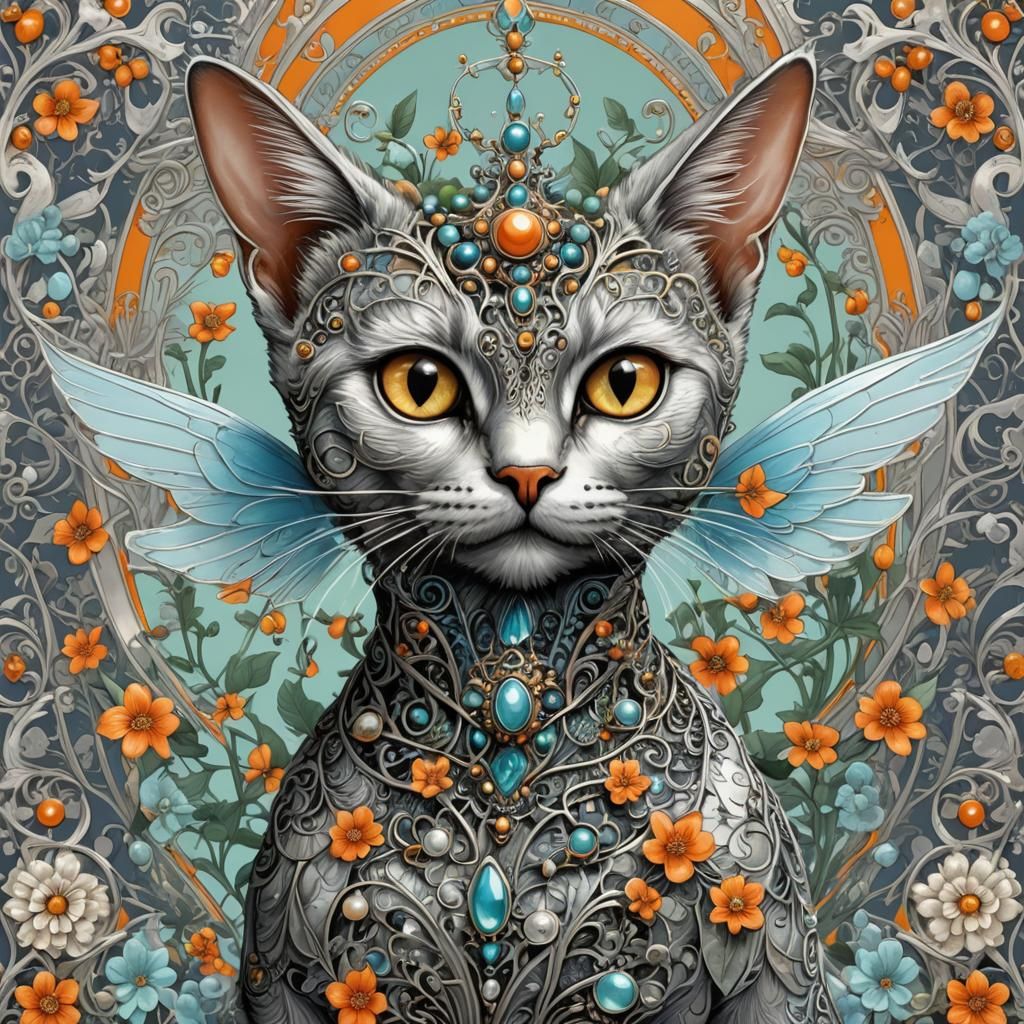 Alien Woman in Flower Land: Gothic Romantic Illustration