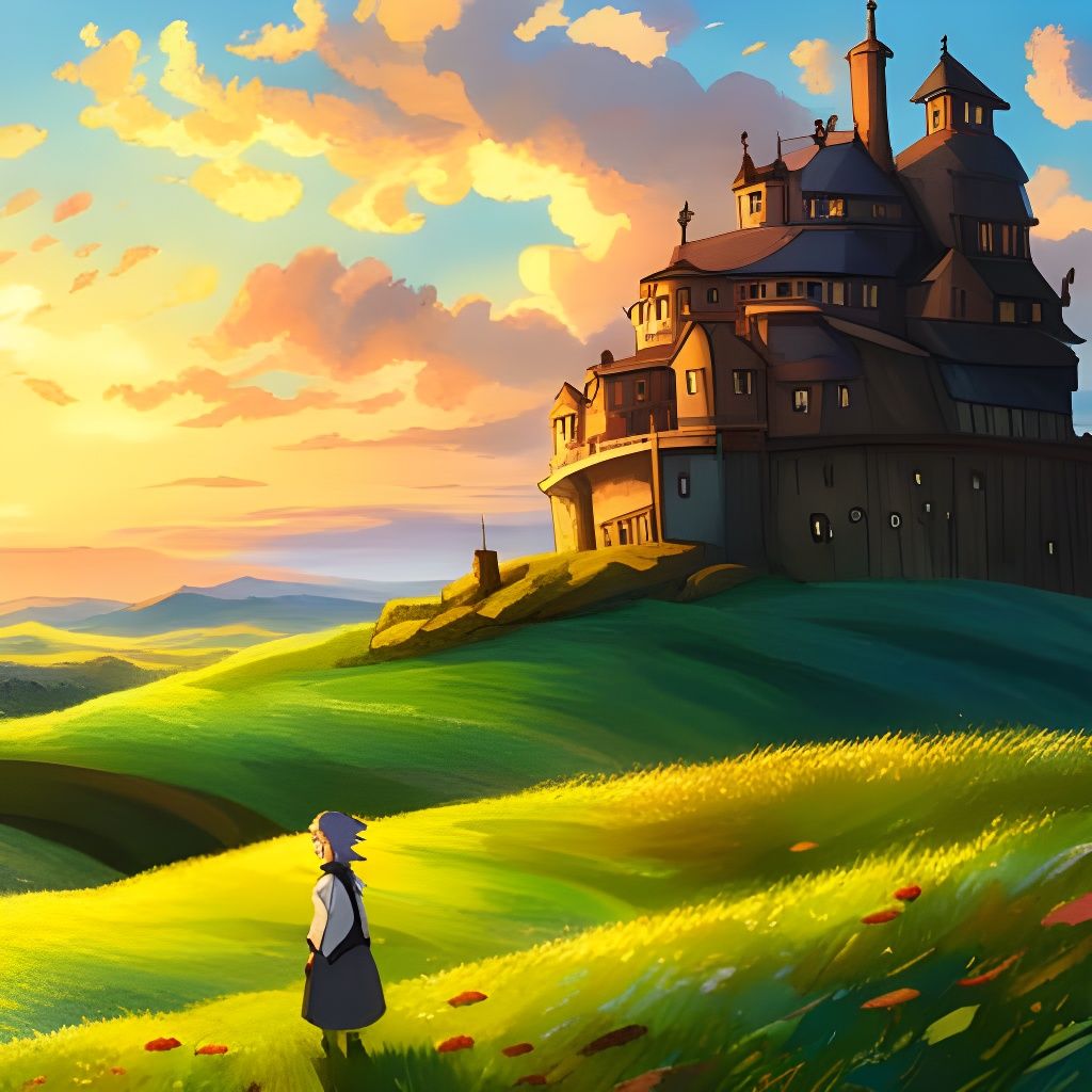 Howl's Moving Castle: Vibrant Field Scene