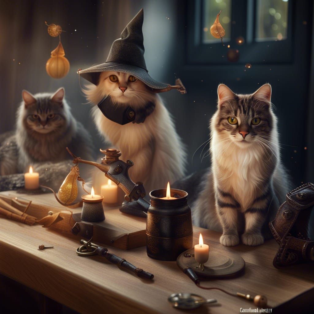 Magical Cat Abilities for Witches: Digital Art