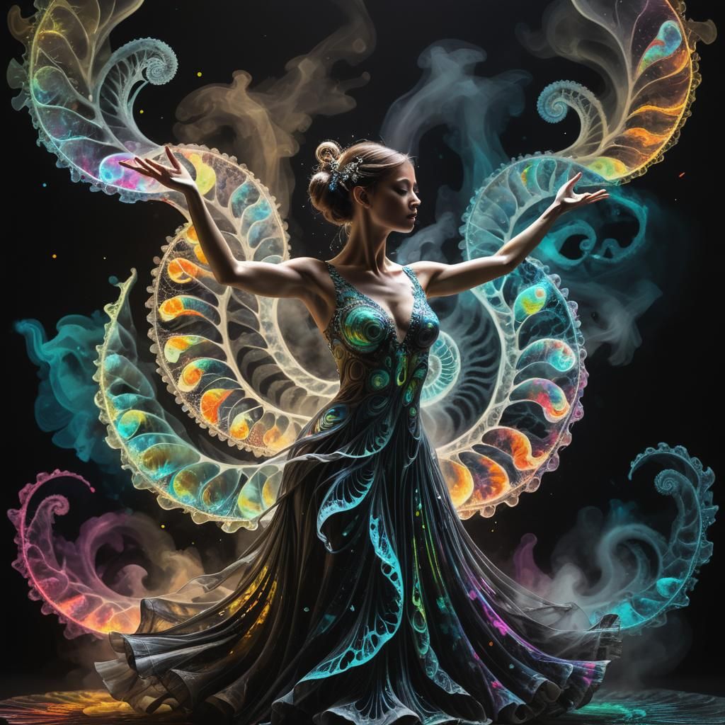 Elegant Dancer in Ink Splatter Art Style