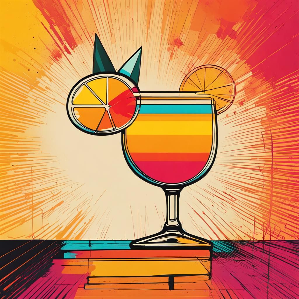 Pop Art Tequila Sunrise Cocktail in 8K
