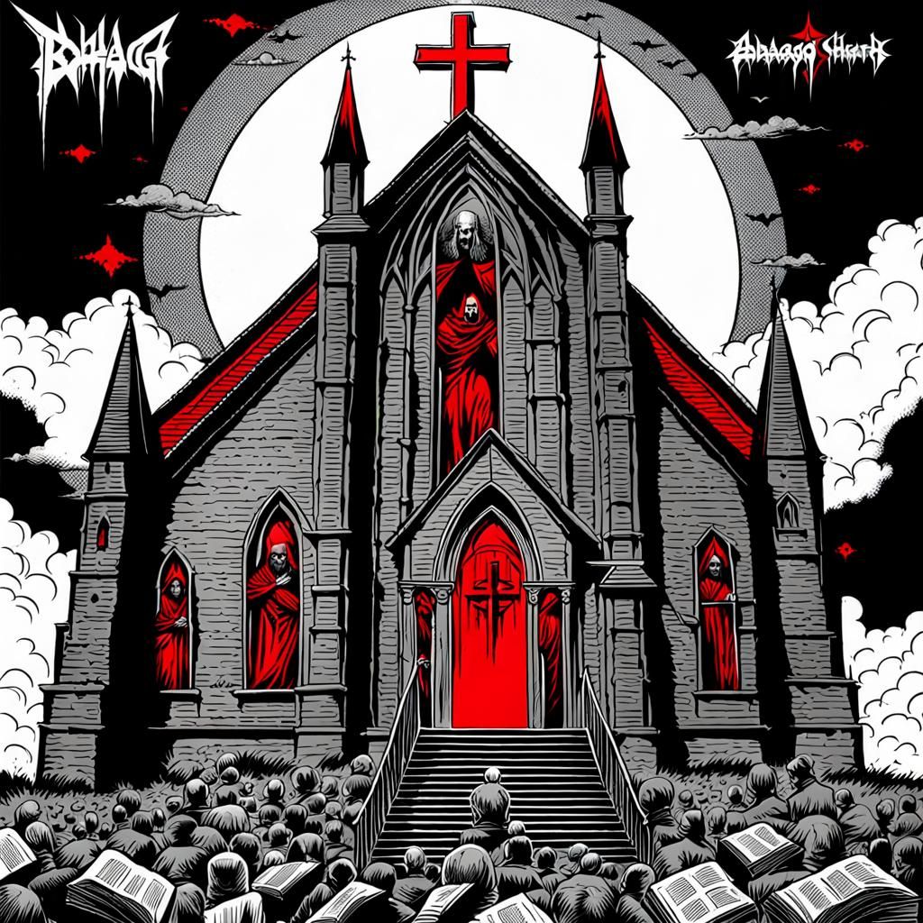Thrash Metal Album Cover: Virgin Sacrifice in Comic Style