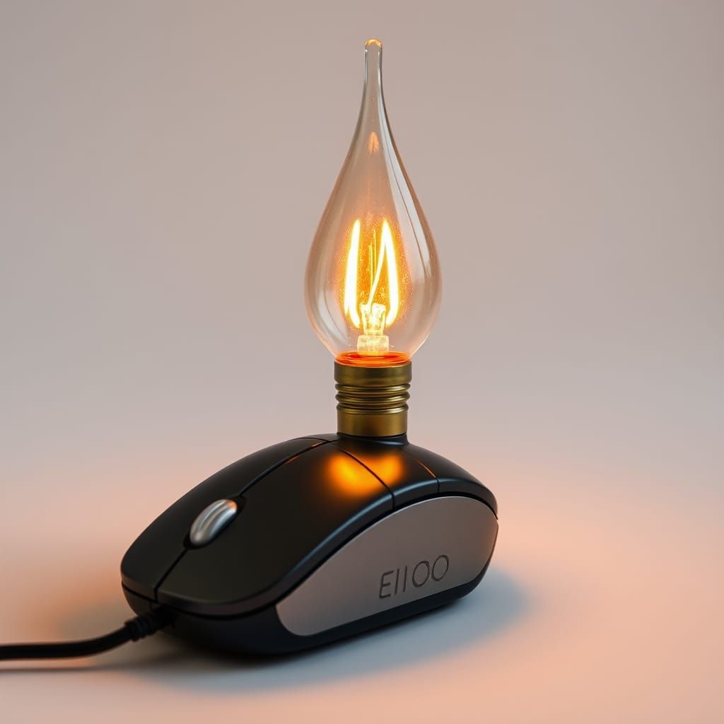 Oil Lamp Made From Computer Mouse