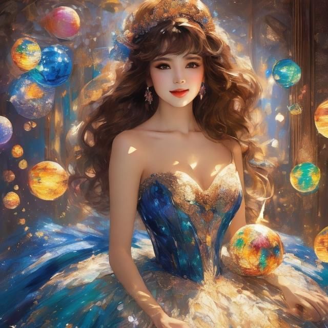 Anime Girl in Gown with Painterly Shading