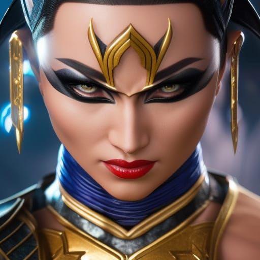 Kitana Mortal Kombat Anime Portrait in Artgerm Style