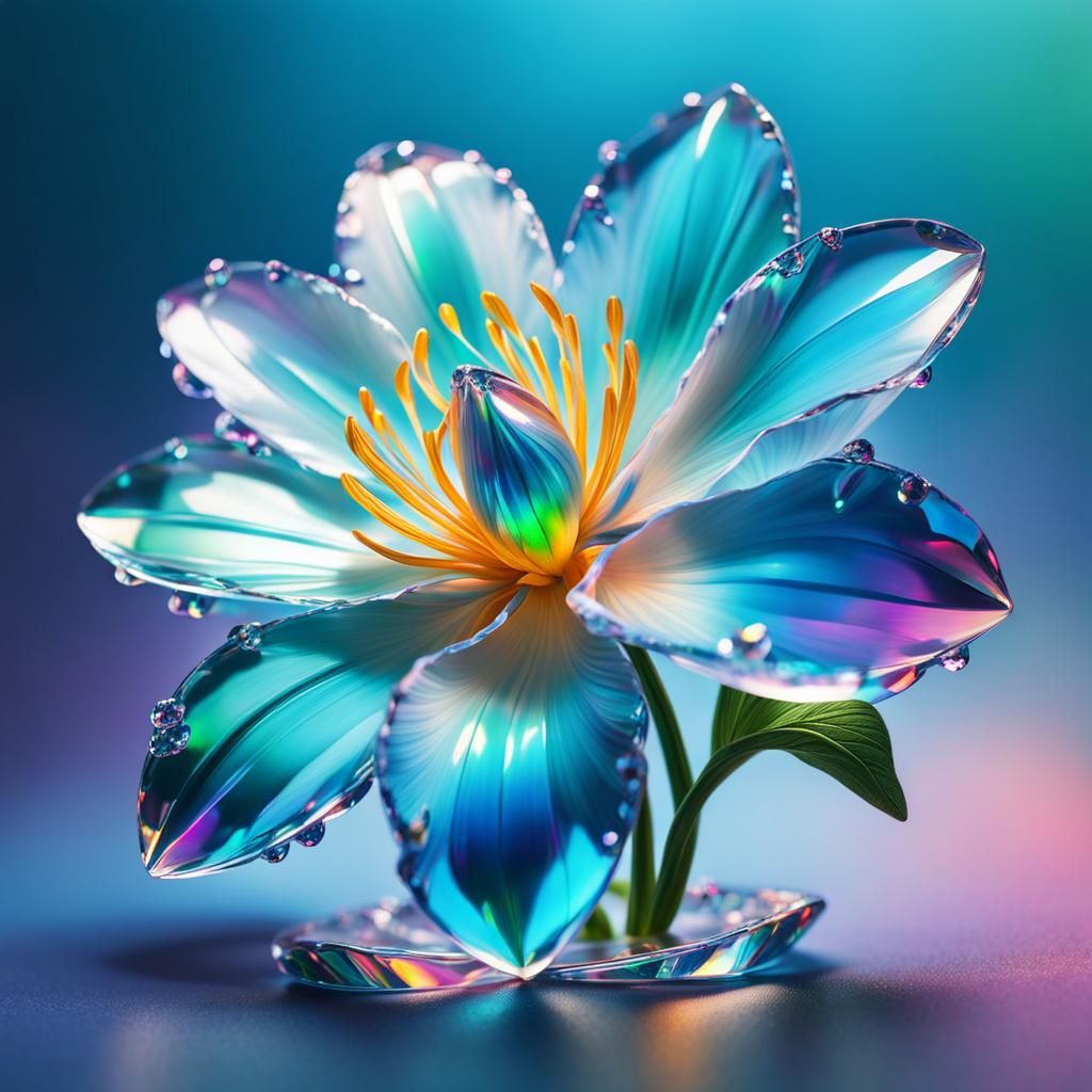 Opal Crystal Flower Hyperrealistic Digital Art