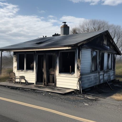 Oh, she burnt the little roadside tavern down 
The only one ...