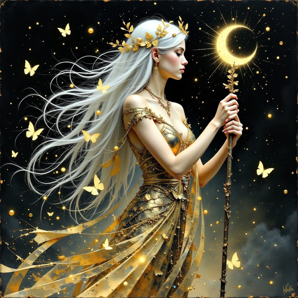 Ethereal Goddess in Celestial Gold and Silver