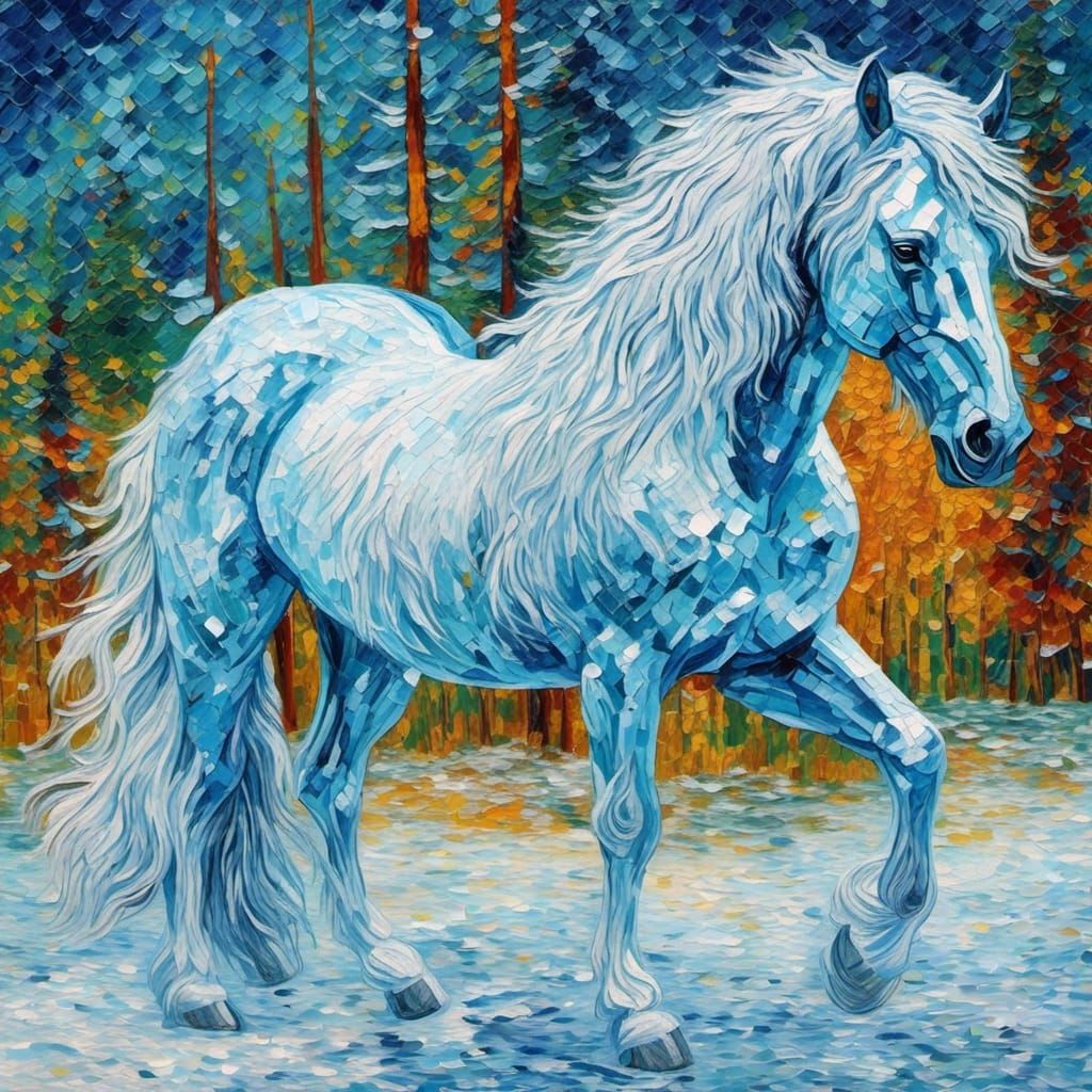 Majestic Ice Horse Displaying Frozen Beauty