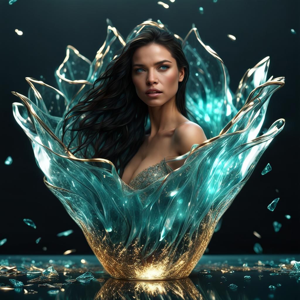 Ethereal Shattered Glass Hair in a Glass Flower Vase